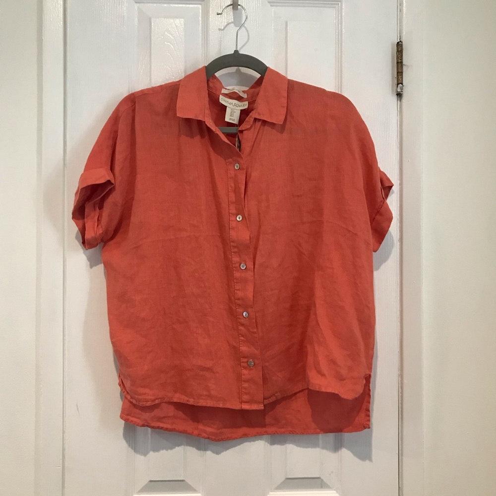 Cynthia Rowley coral pink button down shirt